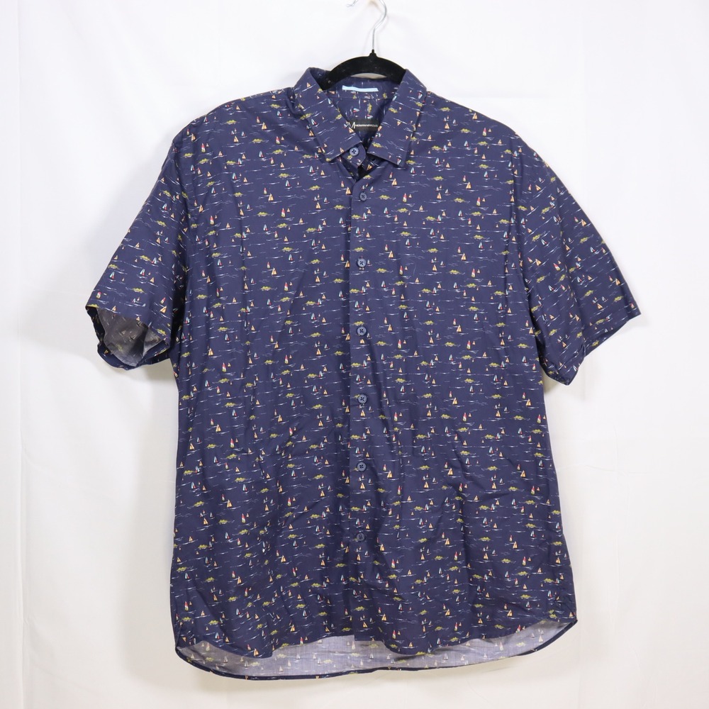 Neiman Marcus Button Down XL Blue Mens Nautical Preppy Shirt
